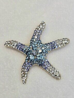 New Ombre Pave-set Rhinestone Starfish Brooch / Pin